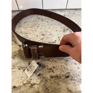 Georgia Boot Mens Leather Belt Silver Buckle Brown Size 40 Genuine Leather N2.6